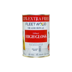 Fleetwood Gloss White 5L, High Gloss Finish, Interior and Exterior Use, 16m2/l Coverage Rate