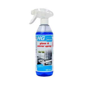 HG Glass & Mirror Spray, 500ml, Smear Free Finish, Removes Grease & Dirt, Easy to Use, Clear