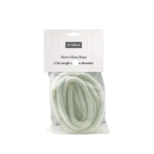 De Vielle Stove Glass Rope 2.5Mtr 10Mm - Replaces Old Rope, 10mm Thick, 2.5m Long, Black, for Solid Fuel Stoves and Boilers