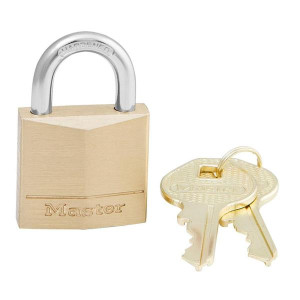 Masterlock 30mm Brass Padlock with 4-Pin Cylinder and Hardened Steel Shackle for Cut Resistance