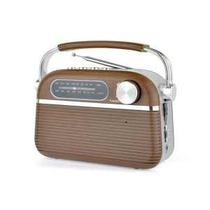 Lloytron Vintage Rechargeable Radio with FM/AM Tuning and Bluetooth Connectivity for Black