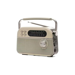 Lloytron Vintage Radio Cream 3-Band AM FM SW Radio with Bluetooth and MP3 Playback