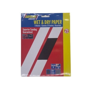 Safeline Wet/Dry Sandpaper Assorted 5Pk, 11 in x 9 in