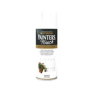 Rust-Oleum Painters Touch Spray Matt White 400Ml, Fast-Drying, Interior & Exterior Use, Multi-Purpose Decorative & Protective Aerosol Spray Paint