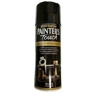 Rust-Oleum Painters Touch Spray Gloss Black 400Ml, High Quality, Fast-Drying, Interior and Exterior Use, Aerosol Spray Paint