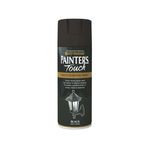 Rust-Oleum Painters Touch Spray Matt Black 400Ml, High Quality, Fast-Drying, Interior and Exterior Use, Multi-Purpose Decorative and Protective