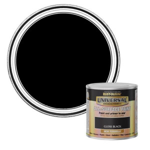 Rust-Oleum Universal All Surface Paint, Gloss Black, 750Ml, Interior and Exterior Use, Non-Ferrous and Galvanized Metal Friendly, Durable Formula