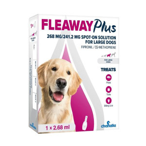 Fleaway Plus Dog Large 268mg 1S, 4-Week Flea, Tick, and Lice Treatment for Dogs, 50% Donated to ISPCA