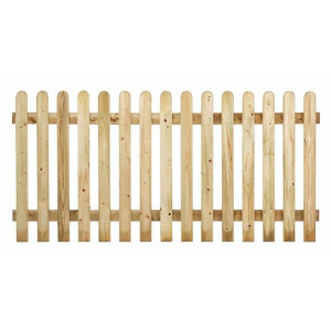 Round Top Pressure Treated Picket Fence Panel, 6ft x 2ft, Long Lasting, for Boundary