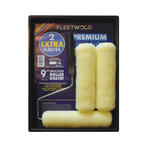 Fleetwood 9 Inch Roller Frame with 3 Medium Pile Sleeves and Paint Tray for Waterbased Paints