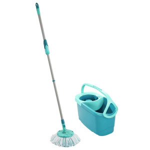 Leifheit Clean Twist Ergo Disc Mop with 6 L Bucket and Rolling Cart for Easy Floor Cleaning