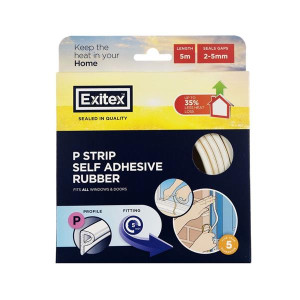 Exitex Draught Seal P White 2-5Mm Self Adhesive Moisture Resistant