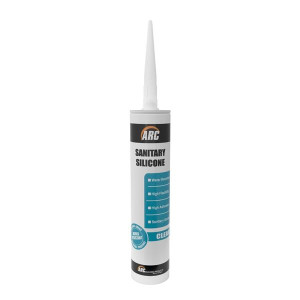 Arc Sanitary Silicone Clear Sealant, Mould Resistant, Water Resistant, Interior and Exterior Use