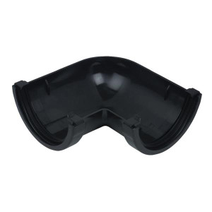 Wavin Roundline Gutter 90 Degree Angle 112Mm, Black, 90 degree angle for new builds and refurbishments