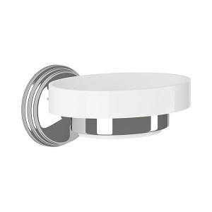 Tema Ceramic Soap Dish with Chrome Holder, 18cm x 21.5cm, Ceramic, Chrome