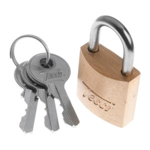 Tessi 20Mm Padlock, 3-Pin Cylinder Lock, 3 Brass Keys, 3mm Steel Shackle