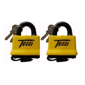 Tessi Outdoor Padlock, 50mm, 2-Pack, Weather Resistant, 5-Pin Brass Cylinder