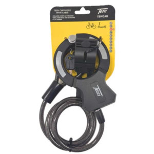 Tessi Scooter/Bike Cuff Lock With Cable - 74mm Hardened Steel Cuff, 10mm x 1.2m Braided Steel Cable, 3 Keys Included