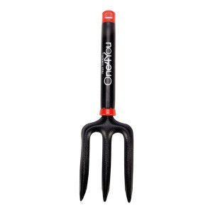 One4You Extra Long Hand Fork for Gardening, Heavy Duty Carbon Steel Head, Plastic Handle