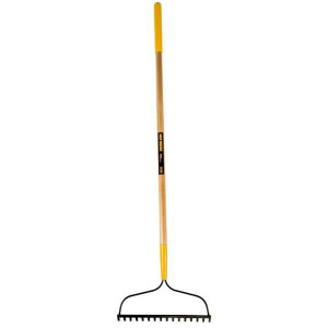True Temper 16 Tooth Bow Rake with Wood Handle, Steel Head, Larch Wood Handle