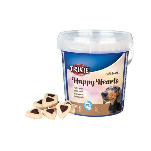 Trixie Soft Snack Happy Heart Dog Treats, 500g, Heart-Shaped, Soft Texture, Essential Vitamins & Minerals for Training or Showing Love to Dogs