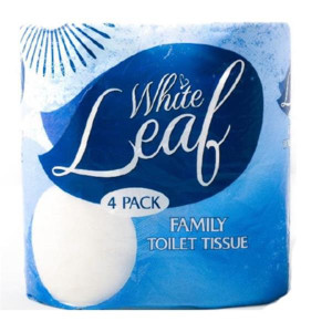 White Leaf 4 Pack Toilet Rolls, Soft and Strong, 4 Rolls, White Leaf Brand