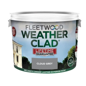 Fleetwood Weather Clad Cloud Grey Exterior Paint, 10L, Water Based, Made in Ireland, Up to 18 Years Durability