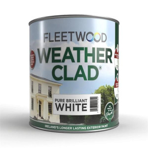 Fleetwood Weatherclad Brilliant White Exterior Paint, 5L, Water Based, Made in Ireland