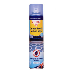 Zero In Carpet Beetle & Moth Killer, 300ml Aerosol Can, Low Odour, Kills Carpet Beetles & Moths on Contact, Long Lasting Protection