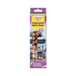 Zero In Cedarwood Clothes Moth Repeller, 20 Storage Balls, Natural and Chemical-Free