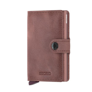 Secrid Vintage Miniwallet Mauve, Compact Card Holder with Aluminum Cardprotector, Holds 10 Cards and Banknotes