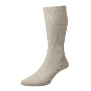 HJ Socks Original Softop Non-Elastic Socks - Oatmeal, Cotton-Rich, Breathable, 6-Month Guarantee