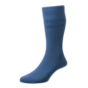 HJ Socks Softop Cotton Socks Blue - Non-Elastic Stay-Up Design, Cotton-Rich Blend, Breathable, 6-Month Guarantee