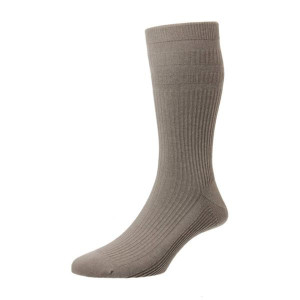 HJ Socks Softop Cotton Socks Mink for Men - Non-Elastic Stay-Up Design, Cotton-Rich Blend, Breathable, 6-Month Guarantee