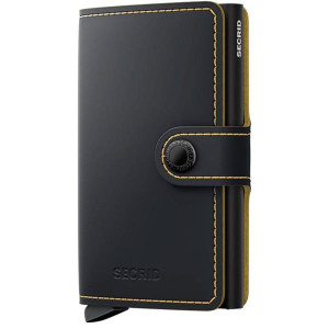 Secrid Matte Miniwallet Black/Ochre - Compact, Secure, and Stylish Card Holder with RFID Protection