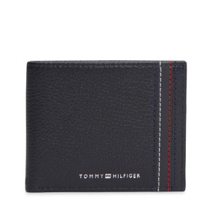 Tommy Hilfiger Central Mini CC Wallet - Black, Premium Leather, Compact Size