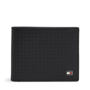 Tommy Hilfiger Emboss Card & Coin Wallet Navy - Compact, Premium Leather, Micro Logo Embossed