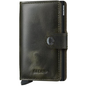 Secrid Vintage Miniwallet Olive/Black - Holds up to 10 cards, RFID protected, 2-year warranty