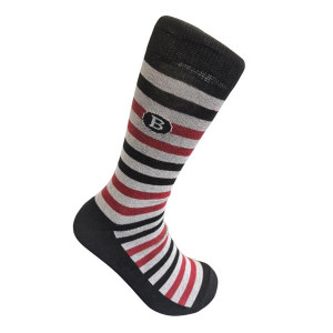 Boyle For Men Rugby Stripe Cotton Socks, Grey/Wine/Black