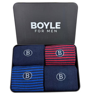 Boyle For Men 4 Pack Socks Gift Box Multi - Navy, Cotton Blend, One Size