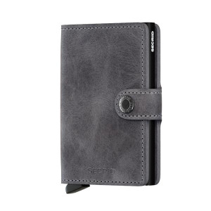 Secrid Vintage Miniwallet, Compact Card Holder with Aluminum Cardprotector, Grey/Black