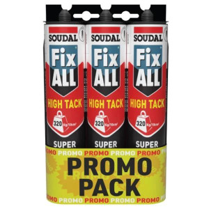Soudal Fixall High Tack White Sealant/Adhesive Triple Promotion Pack