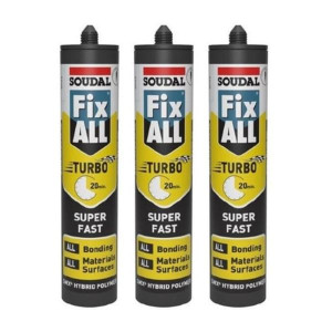 Soudal Fixall Turbo Super Fast Sealant/Adhesive Triple Promotion Pack