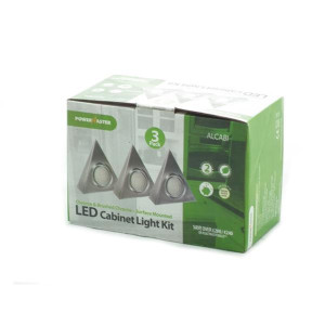 Powermaster Led Cabinet Light Kit Surface Mounted Chrome And Brushed Chrome Surface Mounted 3Pk