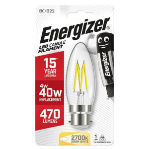 Energizer B22 Led Candle Filament Warm White 470 Lumens 4W(40W)
