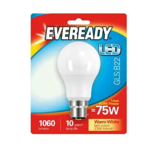 Eveready 10.5W (75W) B22 Gls Led Light Bulb Warm White