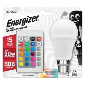 Energizer B22 Gls Led Remote Controlled Colour Changing Light Bulb 9W(60W)