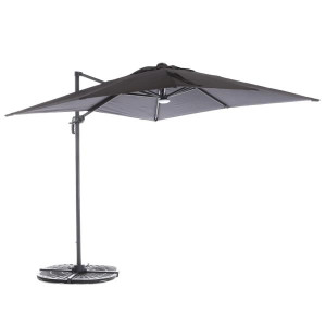 Garden Collection Aluminium Parasol 360 Degree Swivel With Led Light Grey