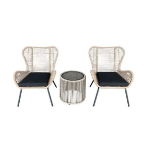 Alvor 3-Piece Steel Rattan Set