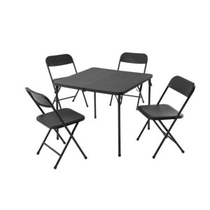 Folding Table And 4 Chairs In 1 Box - Black